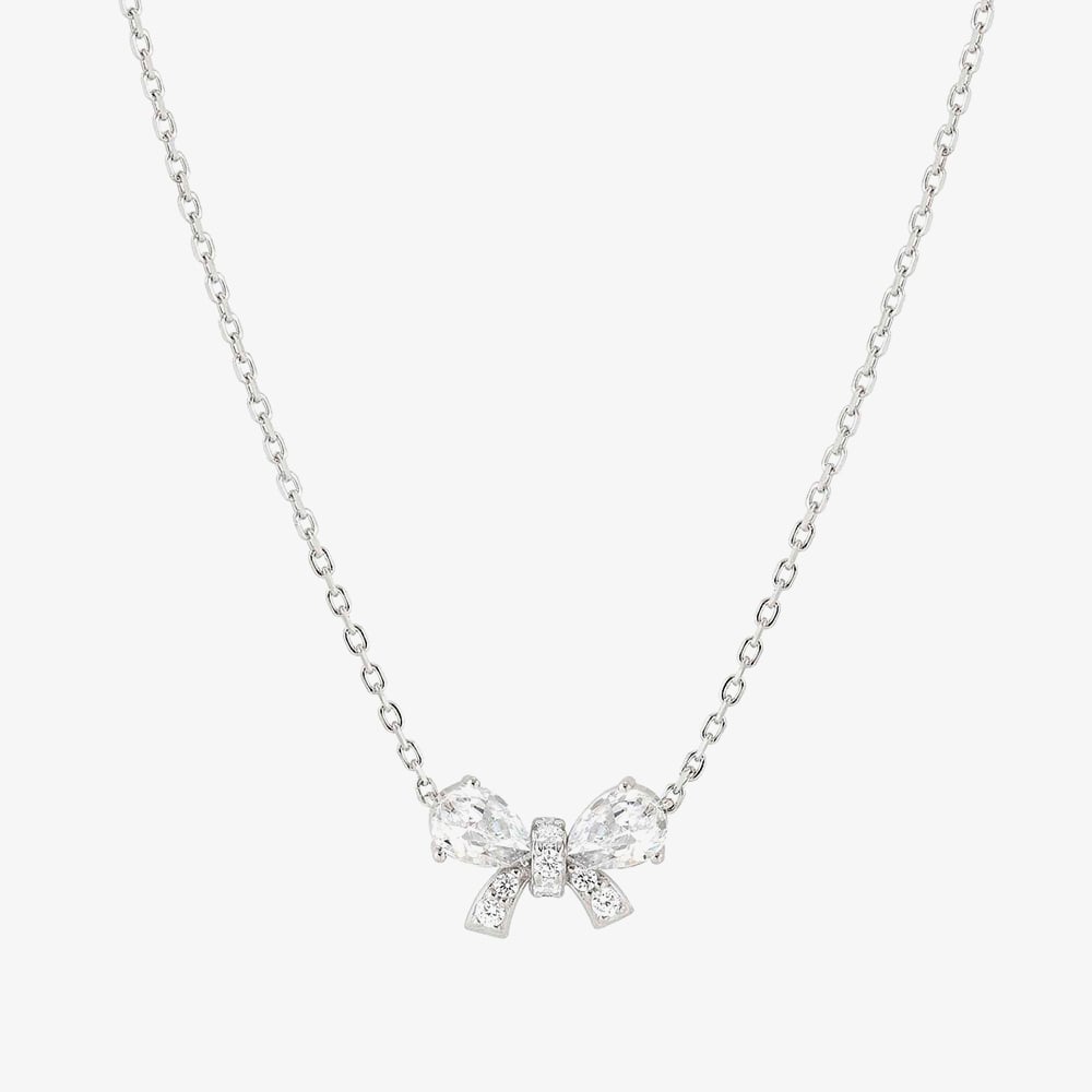 Product photograph of Nomination Shine Me Up Silver Cubic Zirconia Bow Necklace 241902 008 from The Jewel Hut