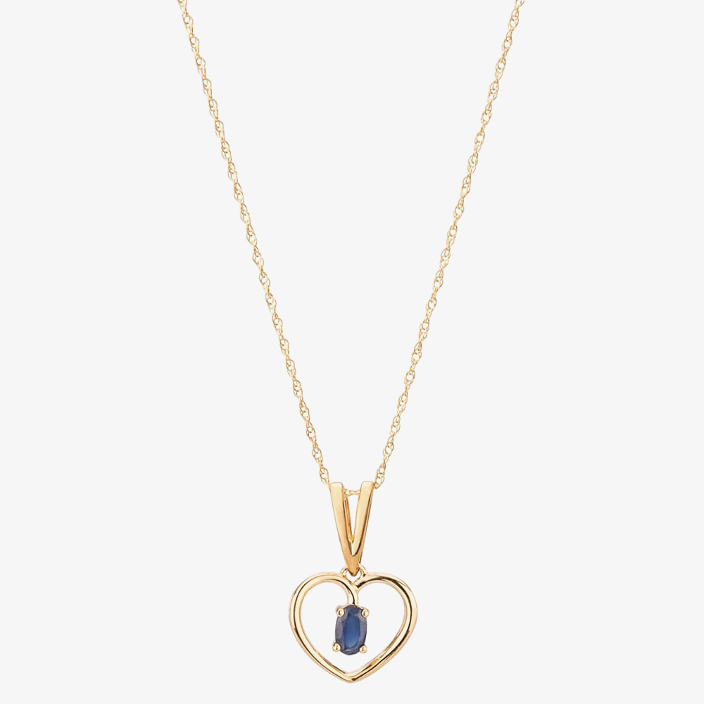 Product photograph of 9ct Yellow Gold Sapphire Open Heart Pendant Ojp161-bs from The Jewel Hut