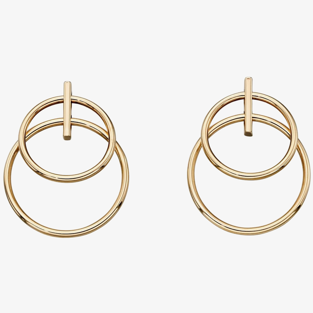 Product photograph of 9ct Gold Double Circle Earrings Ge2160 from The Jewel Hut