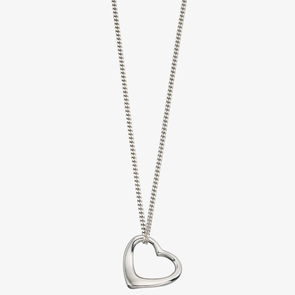 Product photograph of Sterling Silver Open Heart Necklace P353 from The Jewel Hut