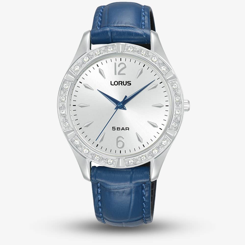 Product photograph of Lorus Blue Leather Strap Watch Rg269wx9 from The Jewel Hut