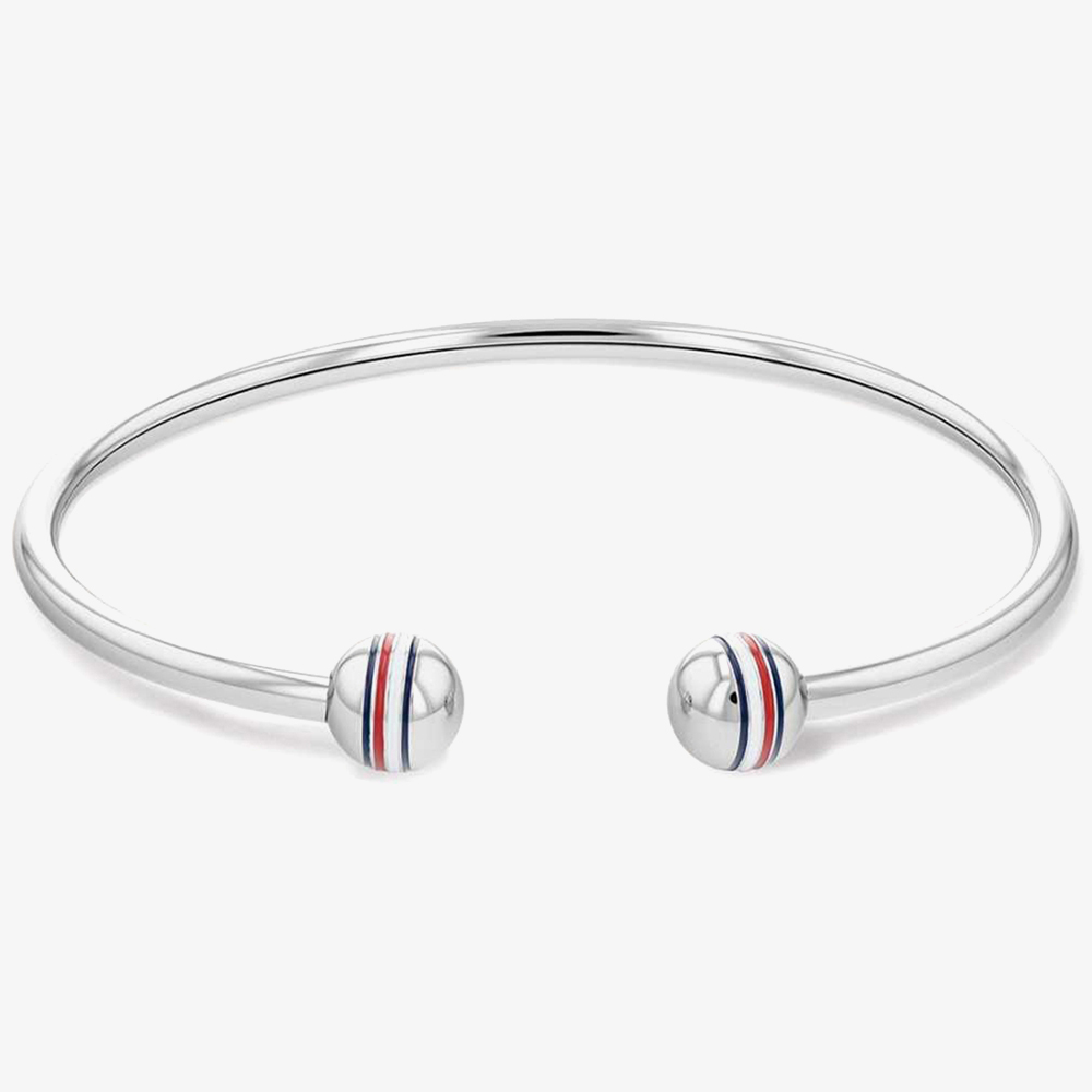 Product photograph of Tommy Hilfiger Ladies Logo Cuff Bangle 2780490 from The Jewel Hut