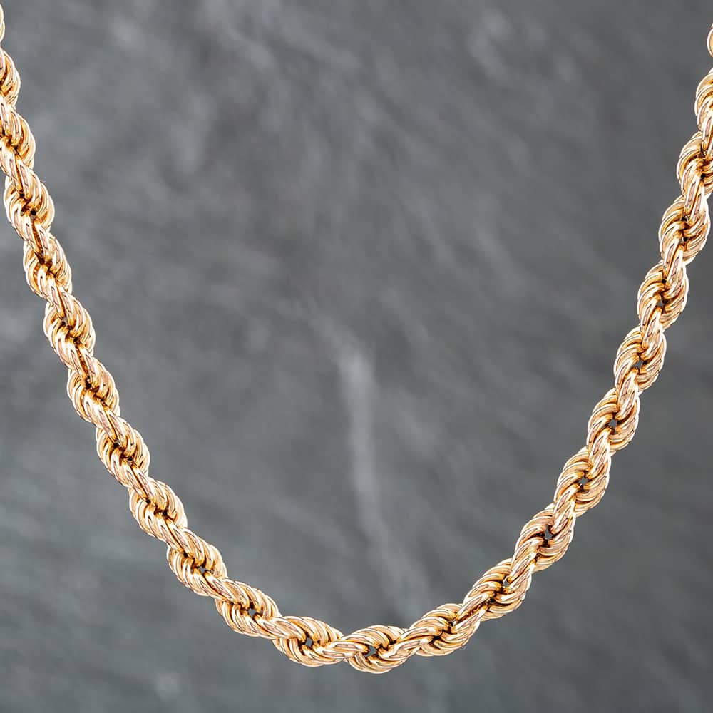 Product photograph of Pre-owned 9ct Yellow Gold 16 Inch Rope Chain 41041255 from The Jewel Hut