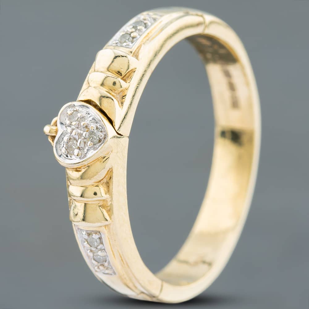 Product photograph of Pre-owned 9ct Yellow Gold Single Cut Diamond Open Heart Dress Ring 41382009 from The Jewel Hut
