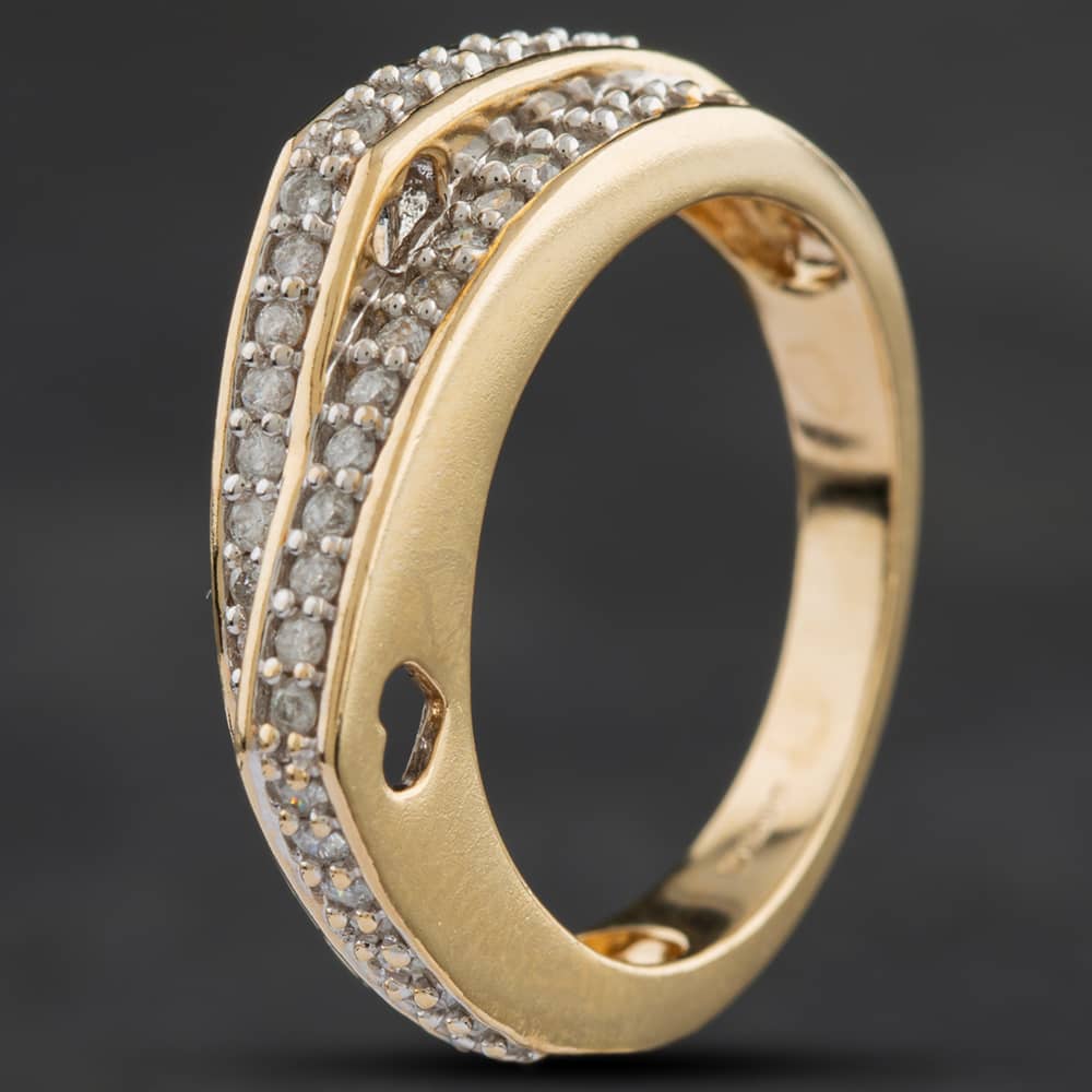 Product photograph of Pre-owned 9ct Yellow Gold Diamond Double Half Eternity Ring 4158859 from The Jewel Hut