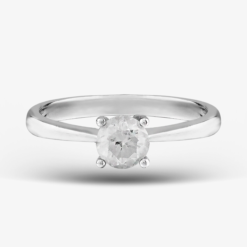9ct White Gold 0.50ct Diamond Four Claw Solitaire Ring PR04307W9 0.50 