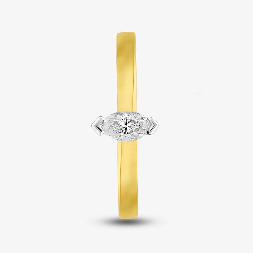9ct Yellow Gold 0.15ct Marquise Cut Diamond Solitaire Ring 