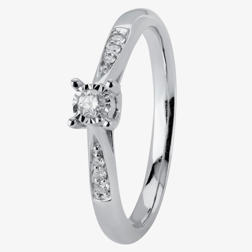 9ct White Gold 0.19ct Solitaire Diamond Ring S4490D-9W-019G