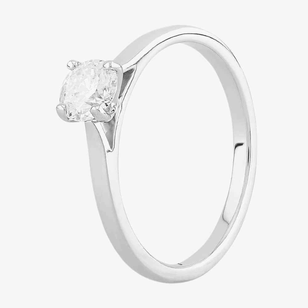 9ct White Gold 0.50ct Four Claw Round Diamond Solitaire Ring RI-2016(0.50CT) N