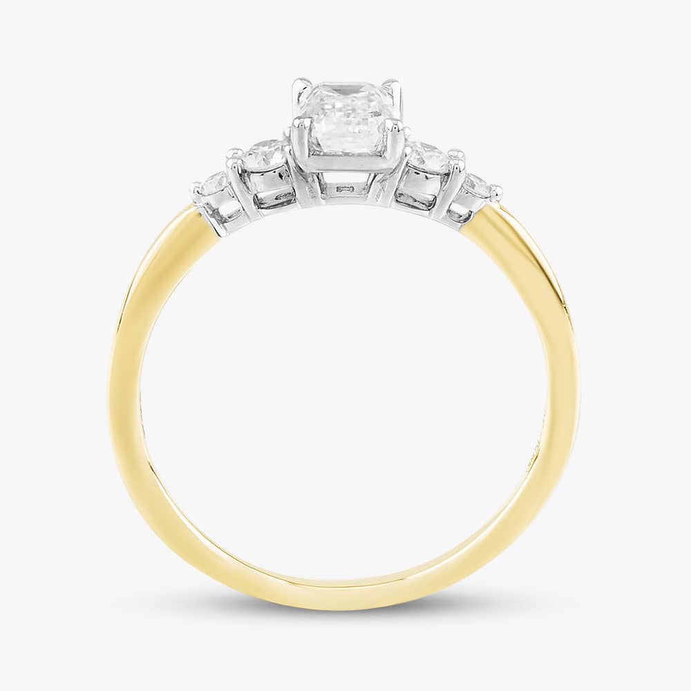 18ct Yellow Gold Certificated 0.70ct Emerald & Brilliant Cut Diamond Shoulder Set Solitaire Ring 31290YW/90-18