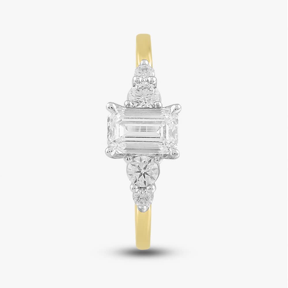 18ct Yellow Gold Certificated 0.70ct Emerald & Brilliant Cut Diamond Shoulder Set Solitaire Ring 31290YW/90-18