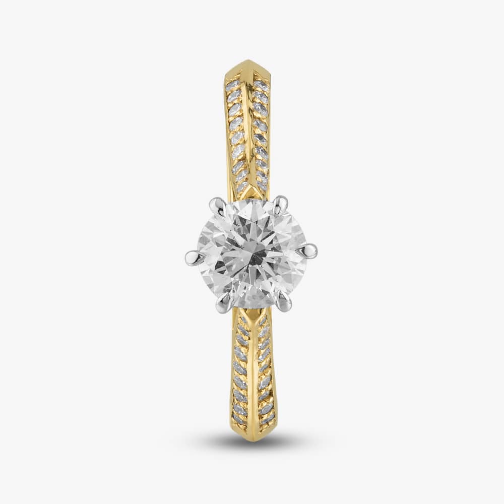 18ct Yellow Gold Certificated 0.90ct Brilliant Cut Diamond Shoulder Set Solitaire Ring 10637/18PT/M020(.70ct)