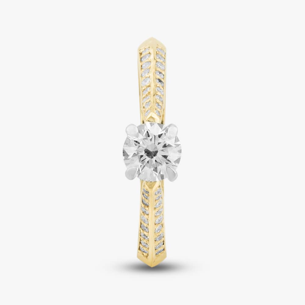 18ct Yellow Gold Certified 0.70ct Brilliant Cut Diamond Shoulder Set Solitaire Ring 10639/18PT/M020(.50ct)