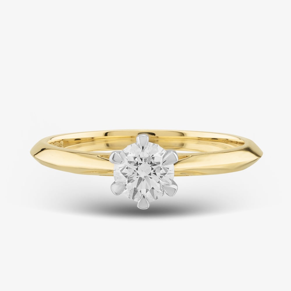 18ct Yellow Gold Certified 0.50ct Brilliant Cut Diamond Solitaire Ring 10638/18PT/MO - 50PT