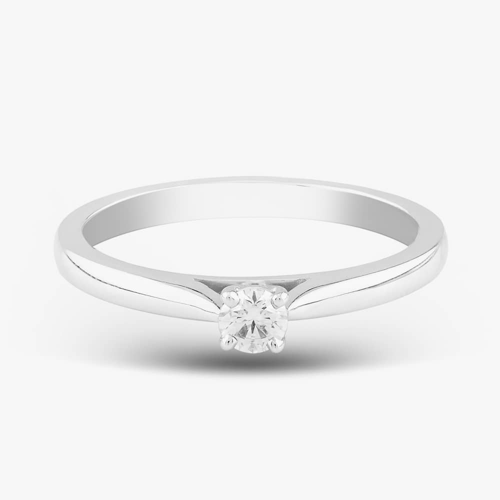 9ct White Gold 0.12ct Brilliant Cut Diamond Solitaire Ring 10-80-623/24-01-345 L