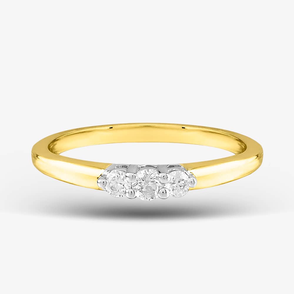 9ct Yellow Gold 0.15ct Diamond Trilogy Ring  PR05831W