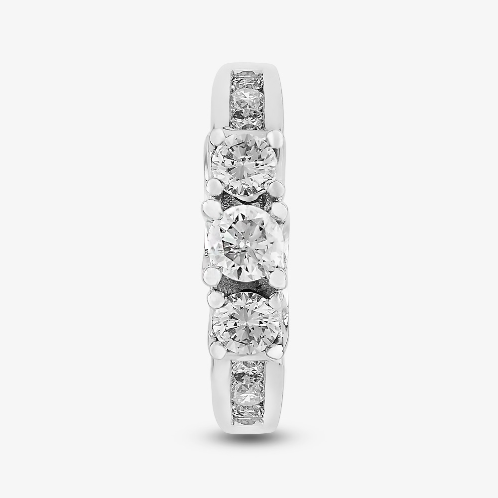 18ct White Gold 1.00ct Diamond Shouldered Trilogy Ring THR4901