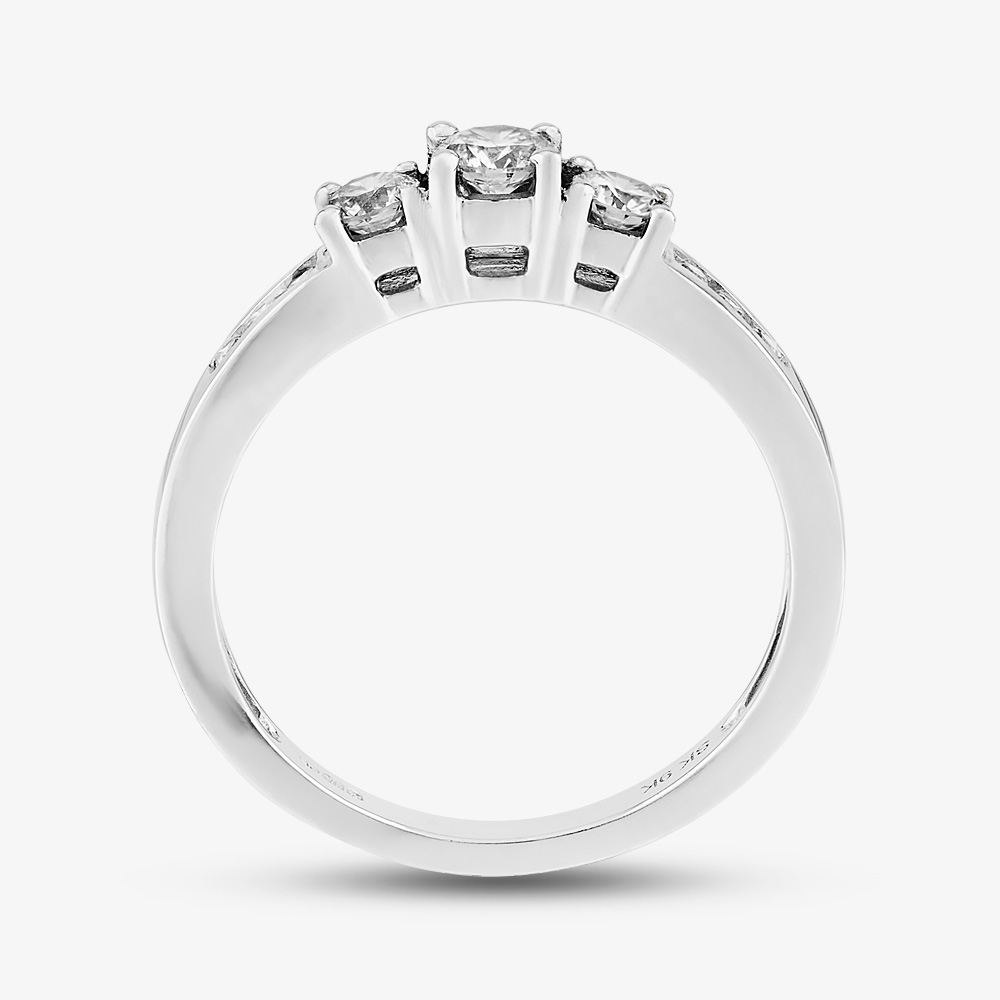9ct White Gold 0.50ct Diamond Shouldered Trilogy Ring THR5019-50