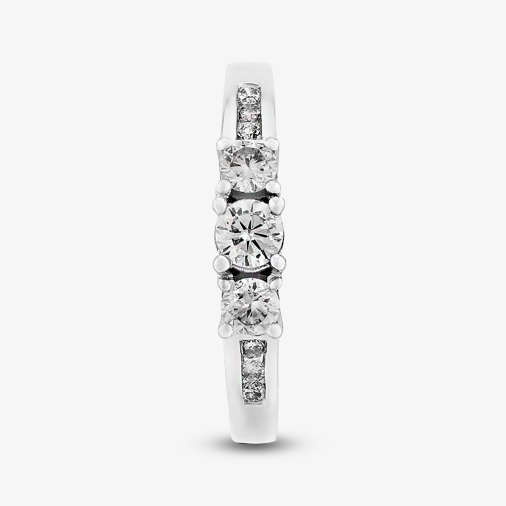 9ct White Gold 0.50ct Diamond Shouldered Trilogy Ring THR5019-50