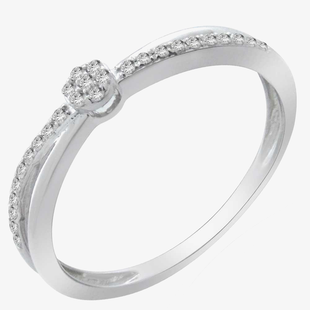 9ct White Gold 0.10ct Diamond Crossover Cluster Ring 9186R010 WG Q