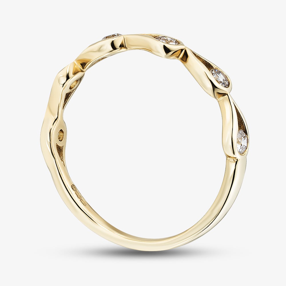 9ct Yellow Gold Diamond Open Teardrop Half Eternity Ring 50L55/24