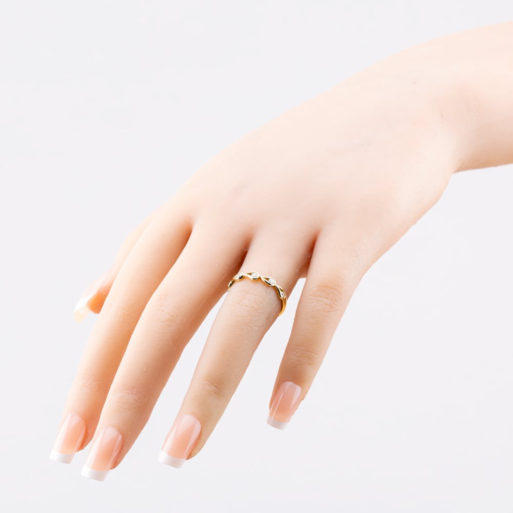 9ct Yellow Gold Diamond Open Teardrop Half Eternity Ring 50L55/24