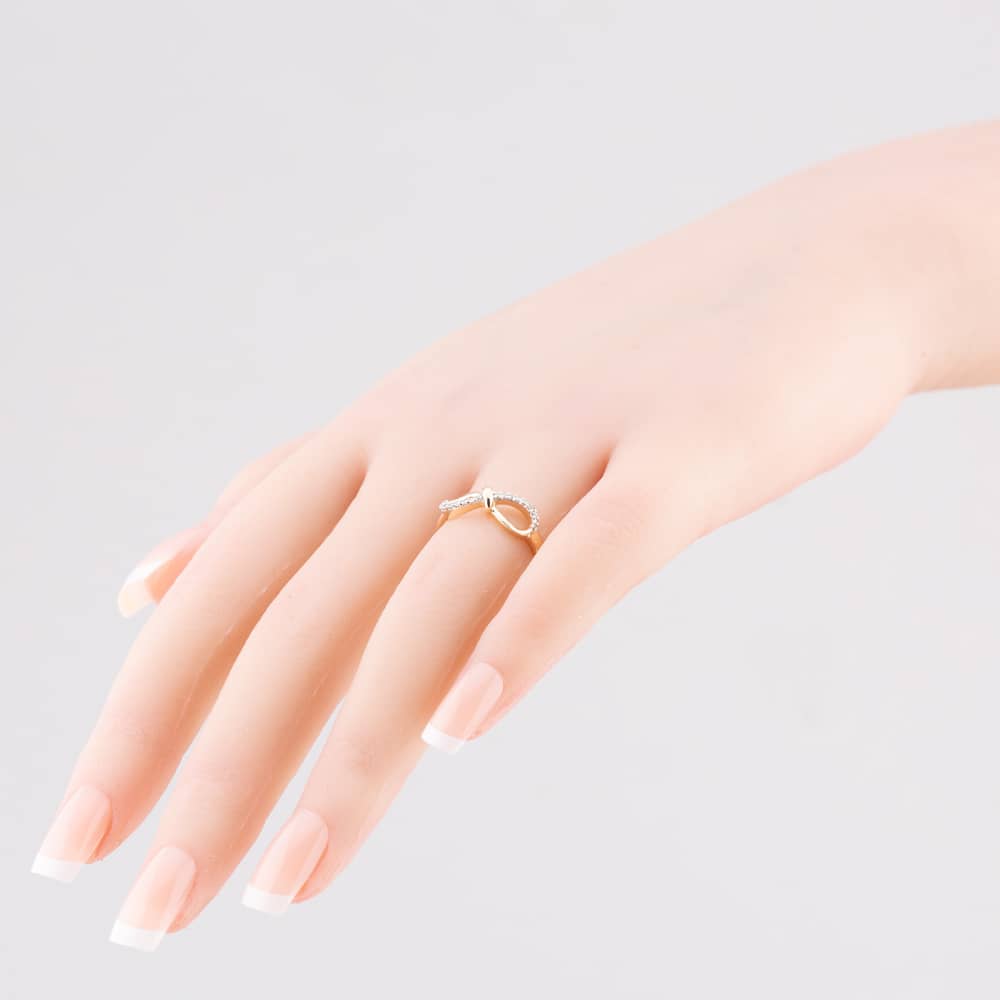9ct Yellow Gold 0.10ct Brilliant Cut Diamond Bow Ring THR39179-10 (YG)