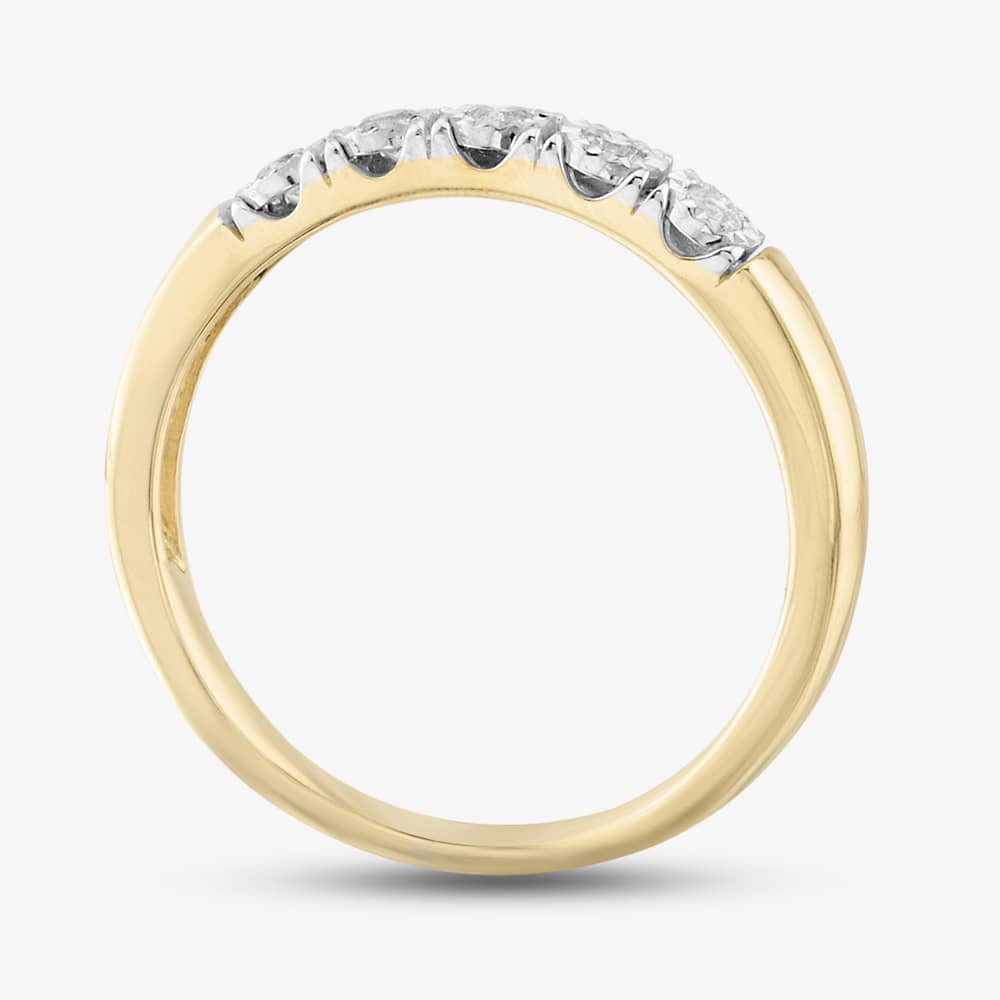 9ct Yellow Gold 0.10ct Brilliant Cut Diamond Half Eternity Ring THR40294-10 (YG)