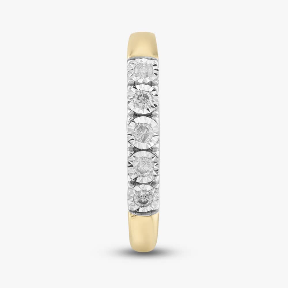 9ct Yellow Gold 0.10ct Brilliant Cut Diamond Half Eternity Ring THR40294-10 (YG)