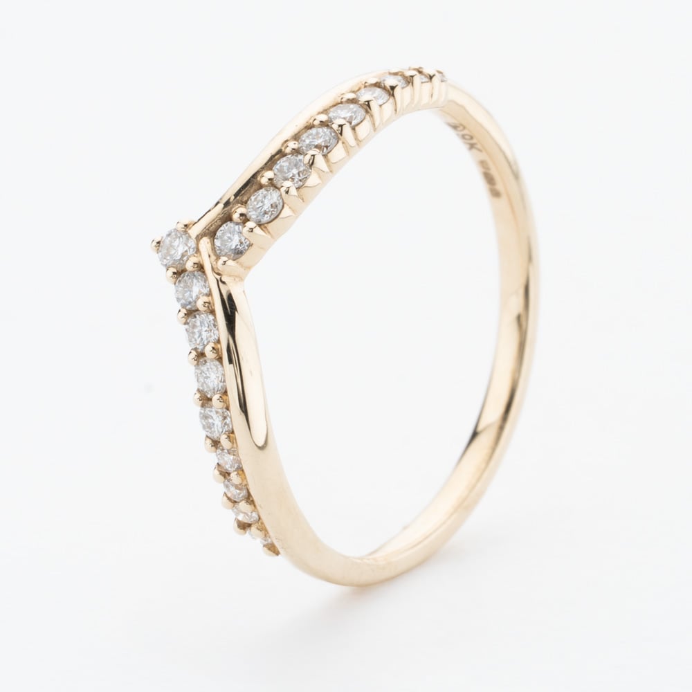 9ct Yellow Gold Brilliant Cut Diamond Twist Wishbone Ring 50M67/20-10 O