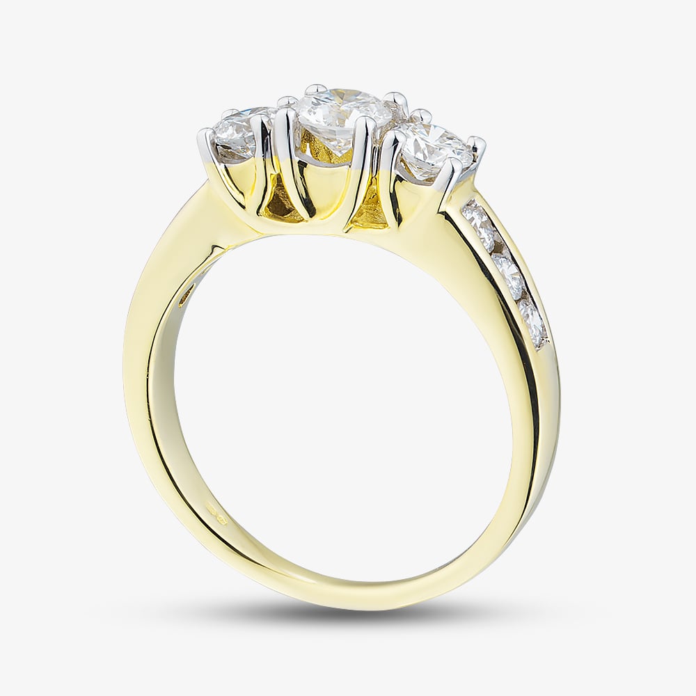 Pure Brilliance 9ct Yellow Gold 1.00ct Diamond Trilogy Shoulder Set Ring THR4901-100 (YG)