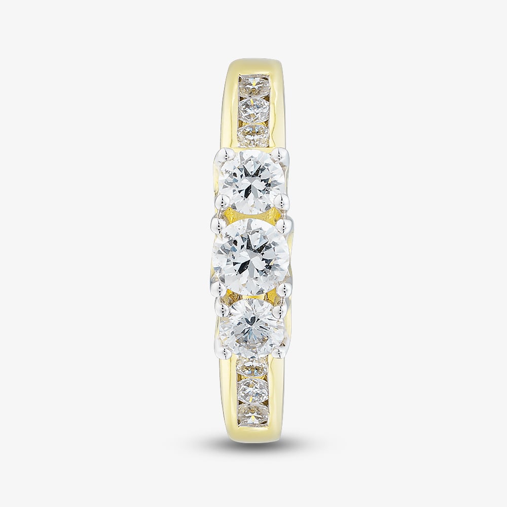 Pure Brilliance 9ct Yellow Gold 1.00ct Diamond Trilogy Shoulder Set Ring THR4901-100 (YG)