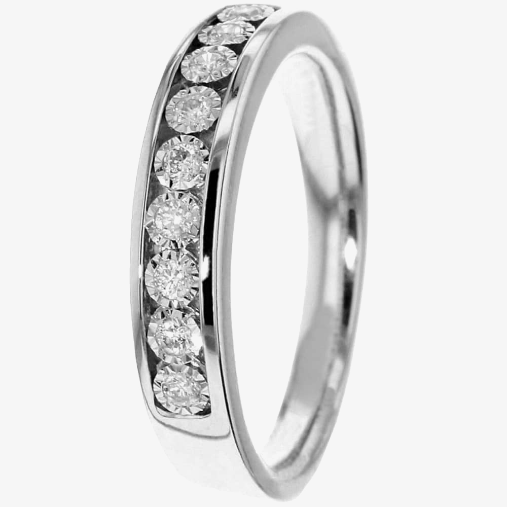 9ct White Gold Half Eternity 0.15ct Diamond Ring H6045D-9W-015G