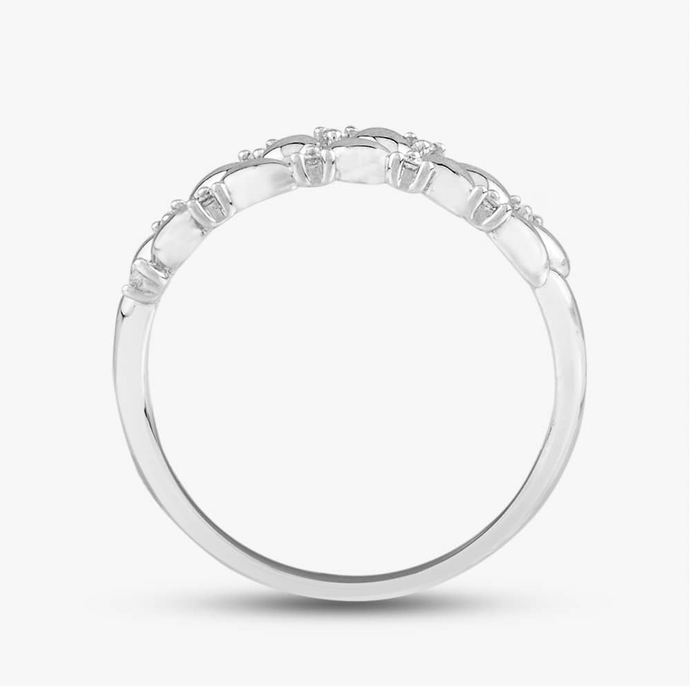 9ct White Gold 0.05ct Brilliant Cut Diamond Two Row Ring 537680 375/WG O