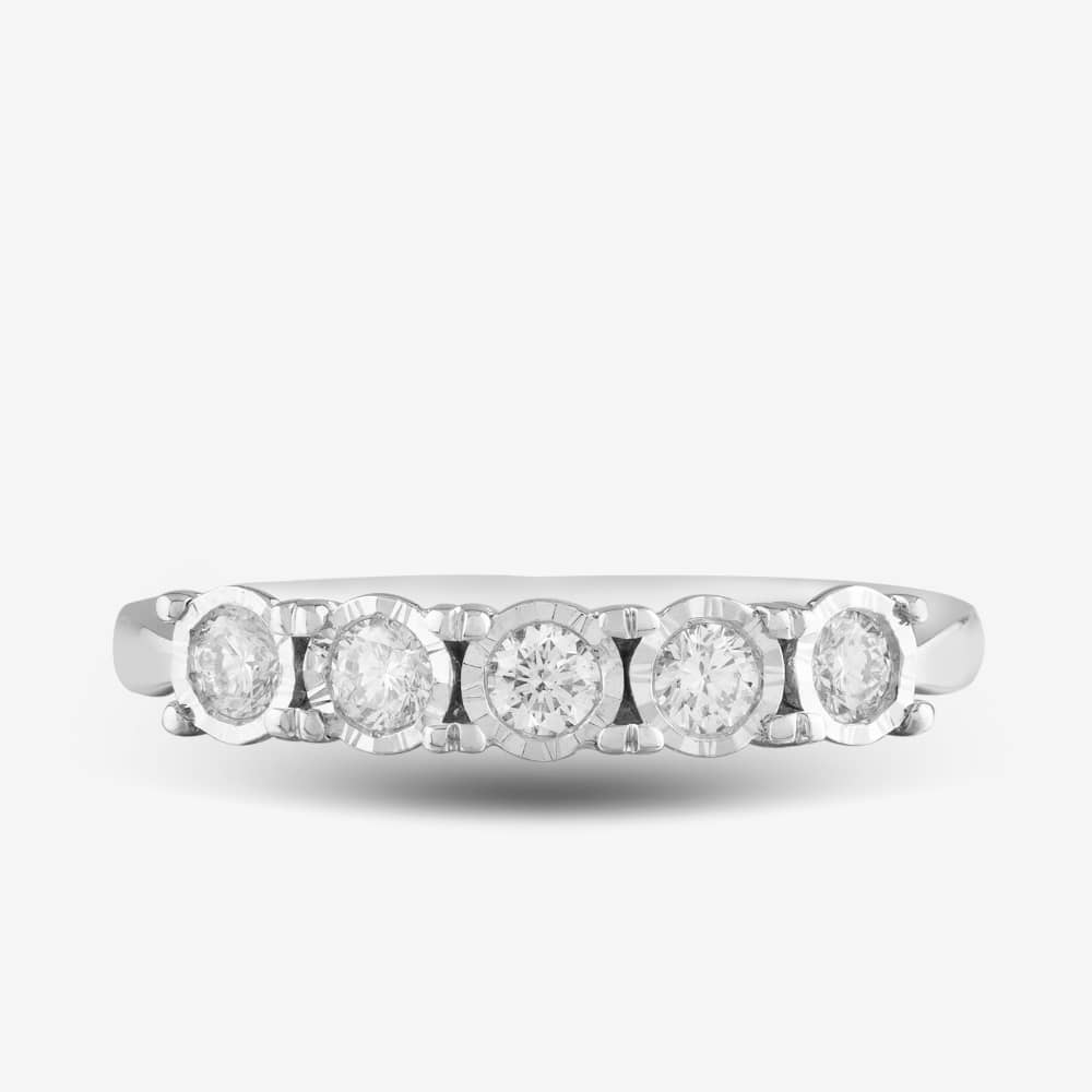 9ct White Gold 0.33ct Brilliant Cut Diamond Half Eternity Ring 50M02W/33-10