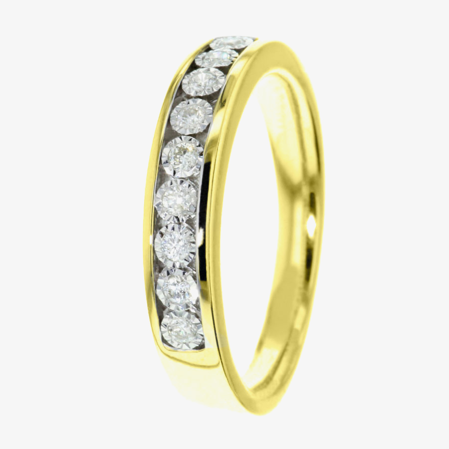 9ct Yellow Gold 0.15ct Diamond Half Eternity Ring H6045D-9Y-015G