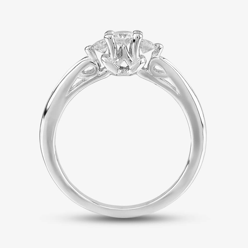9ct White Gold Trilogy Diamond Split Shoulder Ring PR8490W 3ST