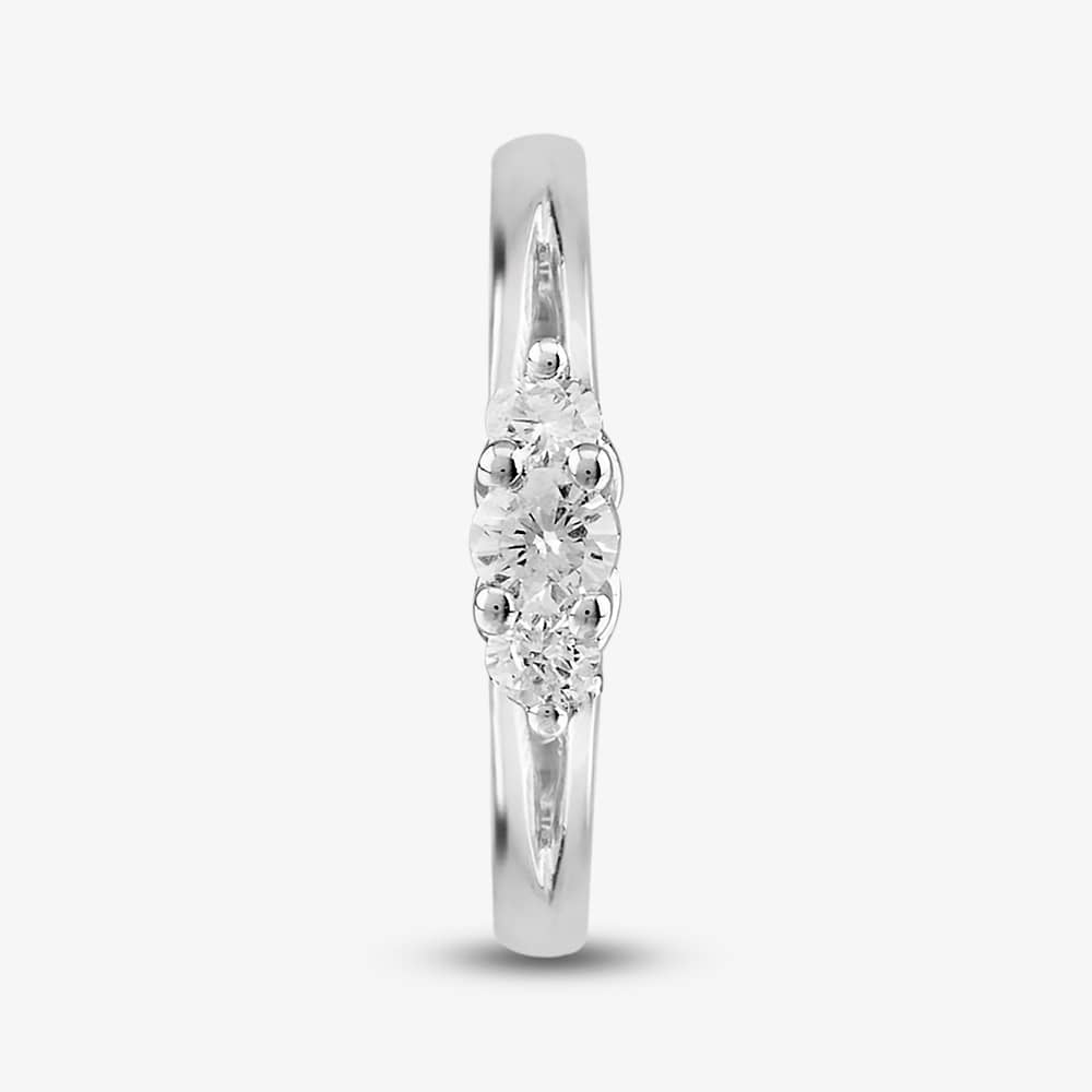 9ct White Gold Trilogy Diamond Split Shoulder Ring PR8490W 3ST