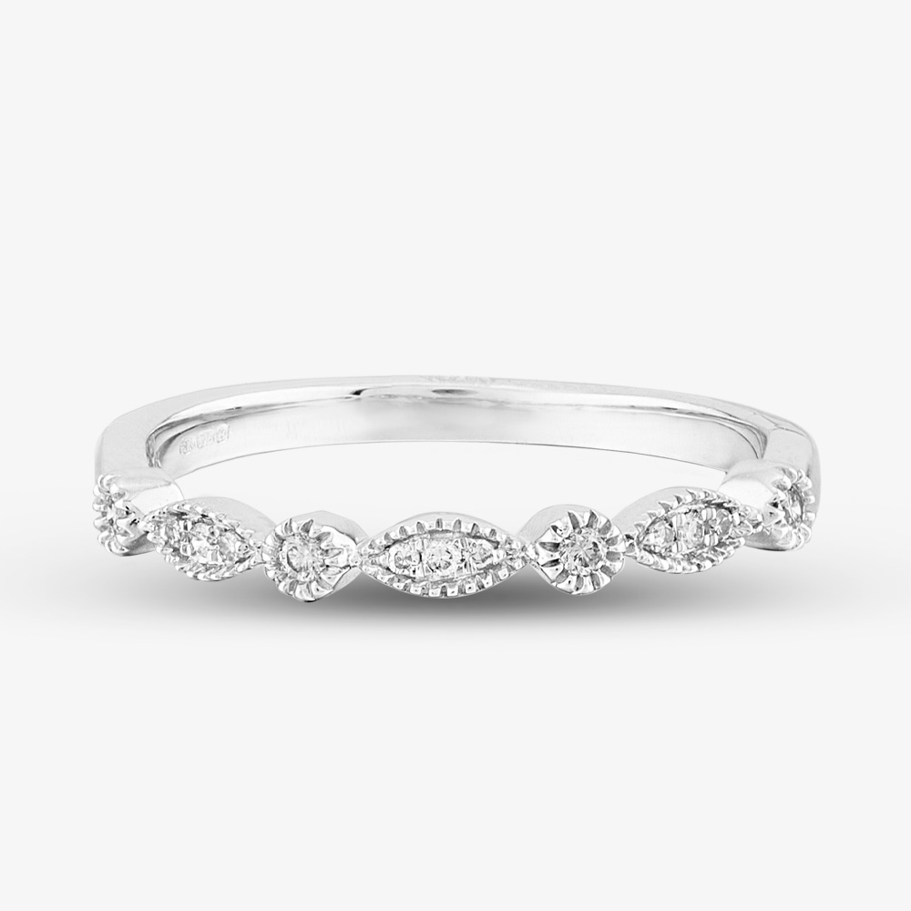 9ct White Gold 0.07ct Diamond Fancy Half Eternity Ring THR12012-07