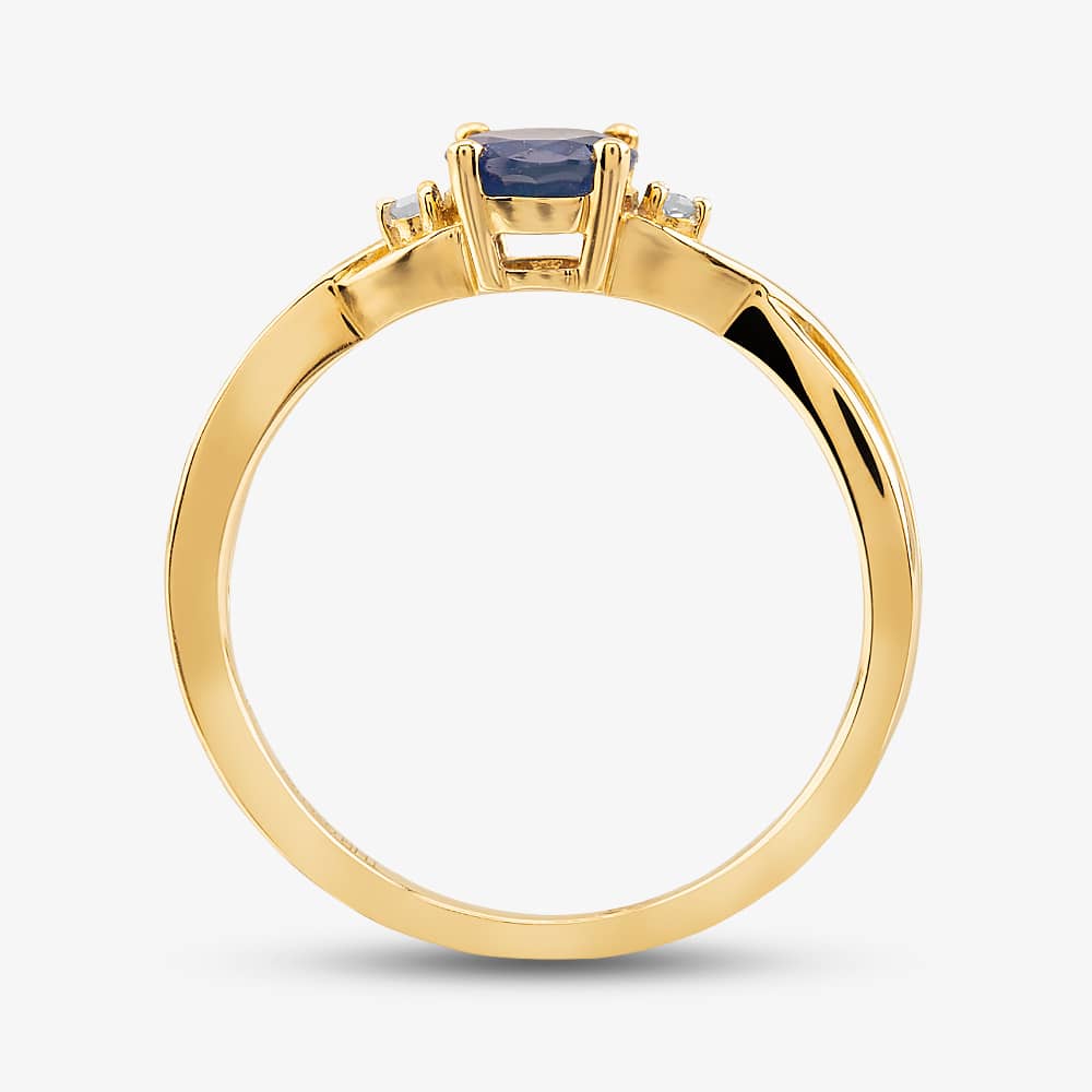  9ct Yellow Gold Sapphire & Diamond Crossover Ring OJR1702-BS 