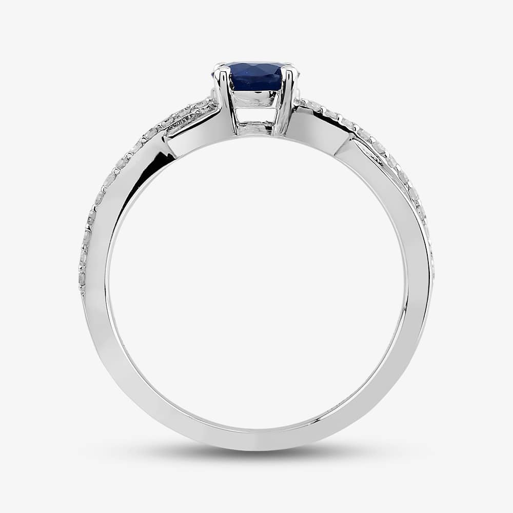  9ct White Gold Sapphire & Diamond Crossover Ring OJR1703-BS 