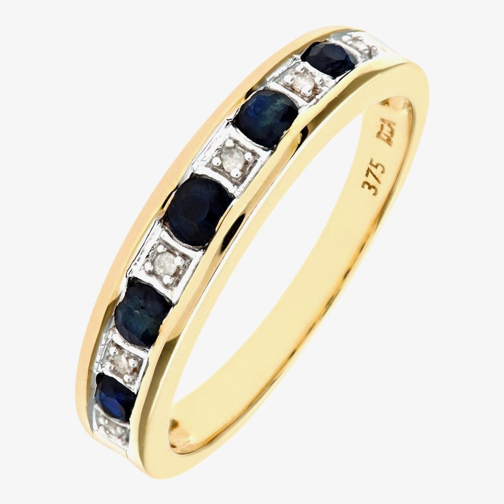 9ct Yellow Gold Blue Sapphire Half Eternity Ring PR03027Y SA