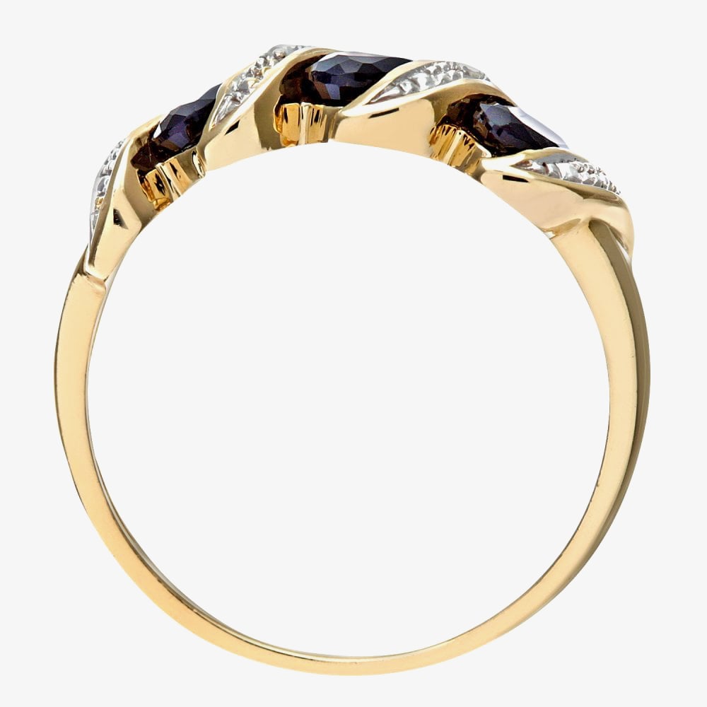 9ct Yellow Gold Sapphire & Diamond Swirl Ring PR06270Y SA