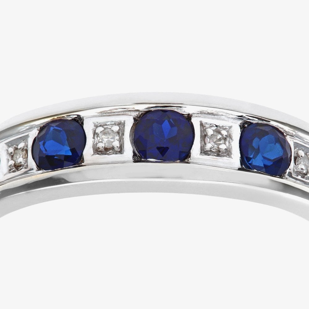 9ct White Gold Sapphire & Diamond Half Eternity Ring PR10429W SA