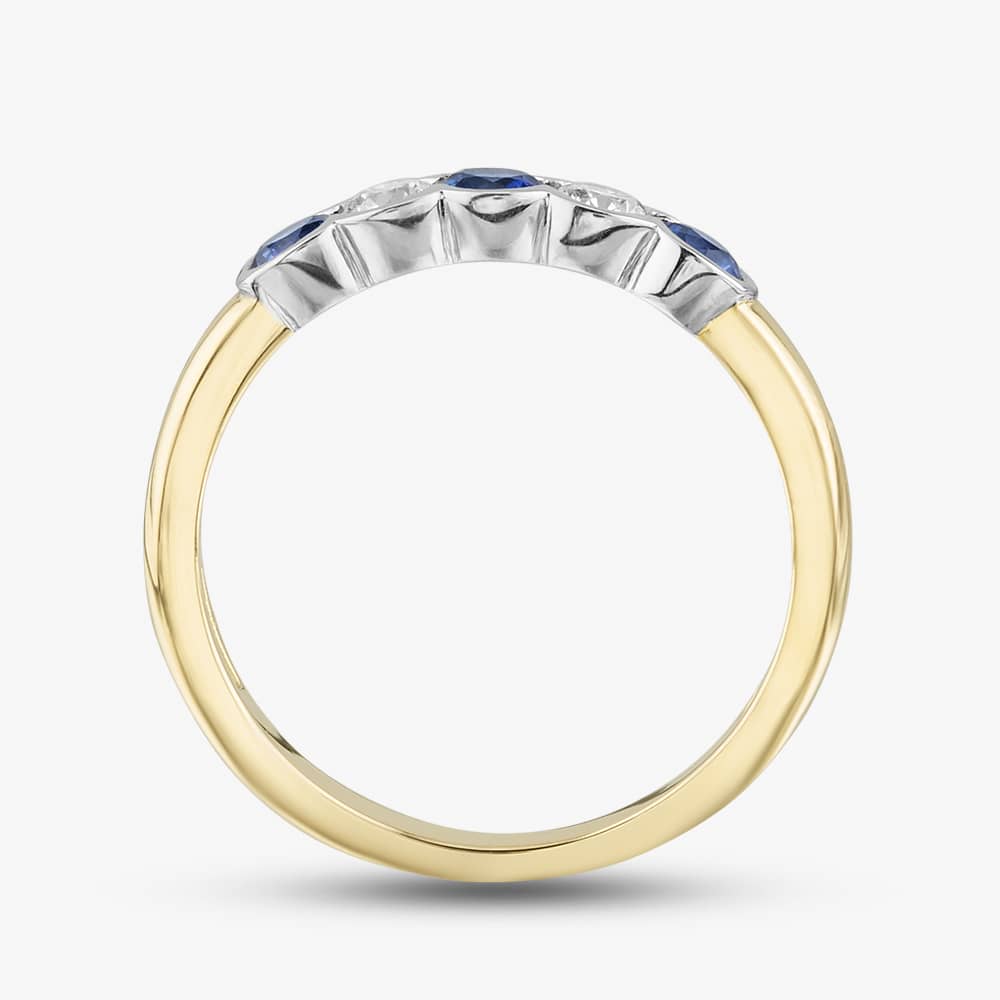 18ct Yellow Gold 0.40ct Brilliant Cut Sapphire & 0.20ct Diamond Five Stone Ring 23680