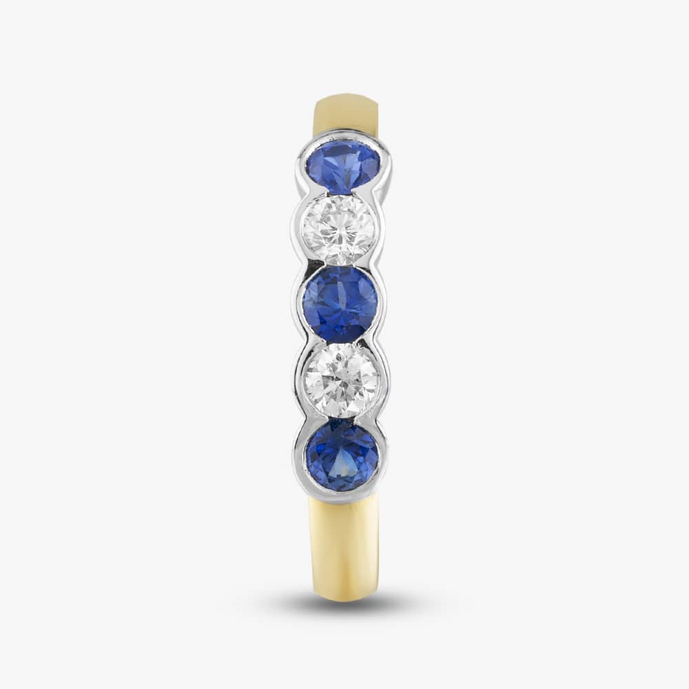 18ct Yellow Gold 0.40ct Brilliant Cut Sapphire & 0.20ct Diamond Five Stone Ring 23680