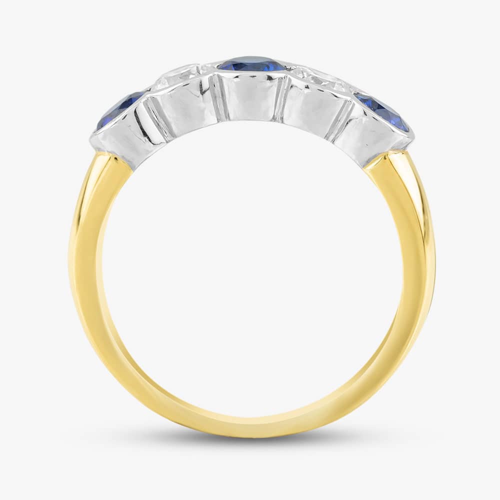18ct Yellow Gold Brilliant Cut Sapphire & Diamond Five Stone Ring 23690