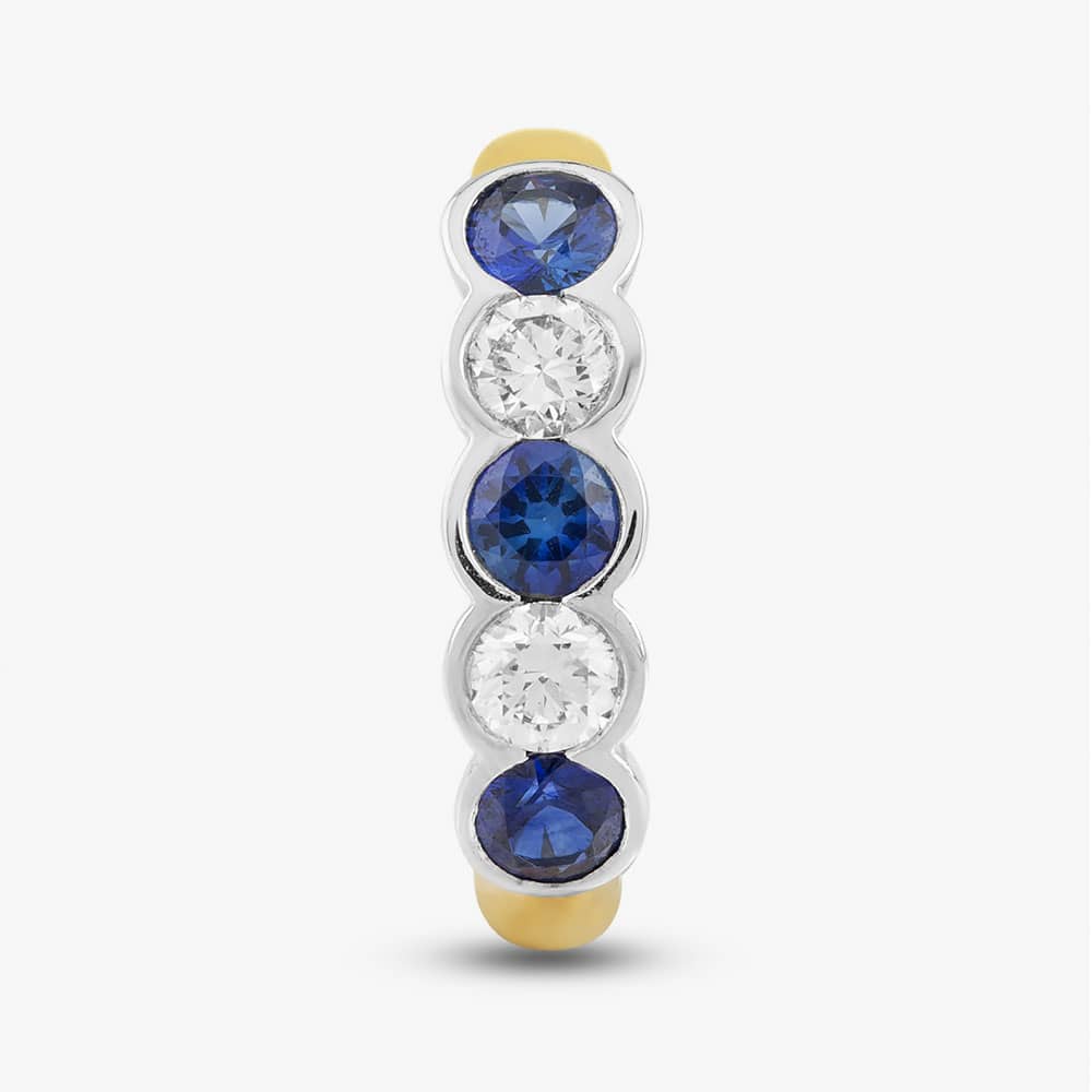 18ct Yellow Gold Brilliant Cut Sapphire & Diamond Five Stone Ring 23690