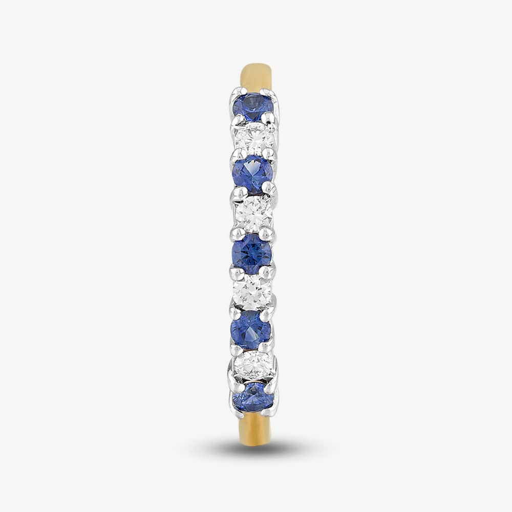 18ct Yellow Gold Brilliant Cut Sapphire & Diamond Half Eternity Ring 21210G16 N 1/2