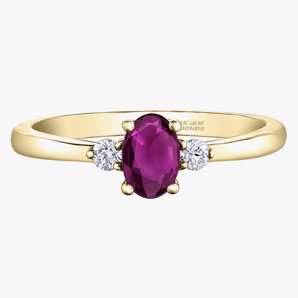9ct Yellow Gold Ruby & Diamond Trilogy Ring 30910-9